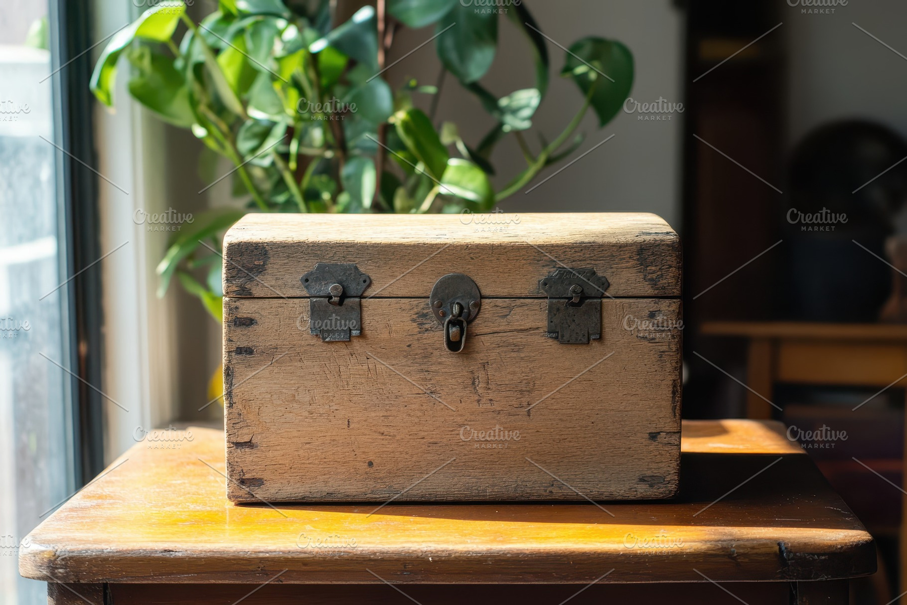 Wooden box with hinged lid and latch, a Photo by Iftikhar Alam