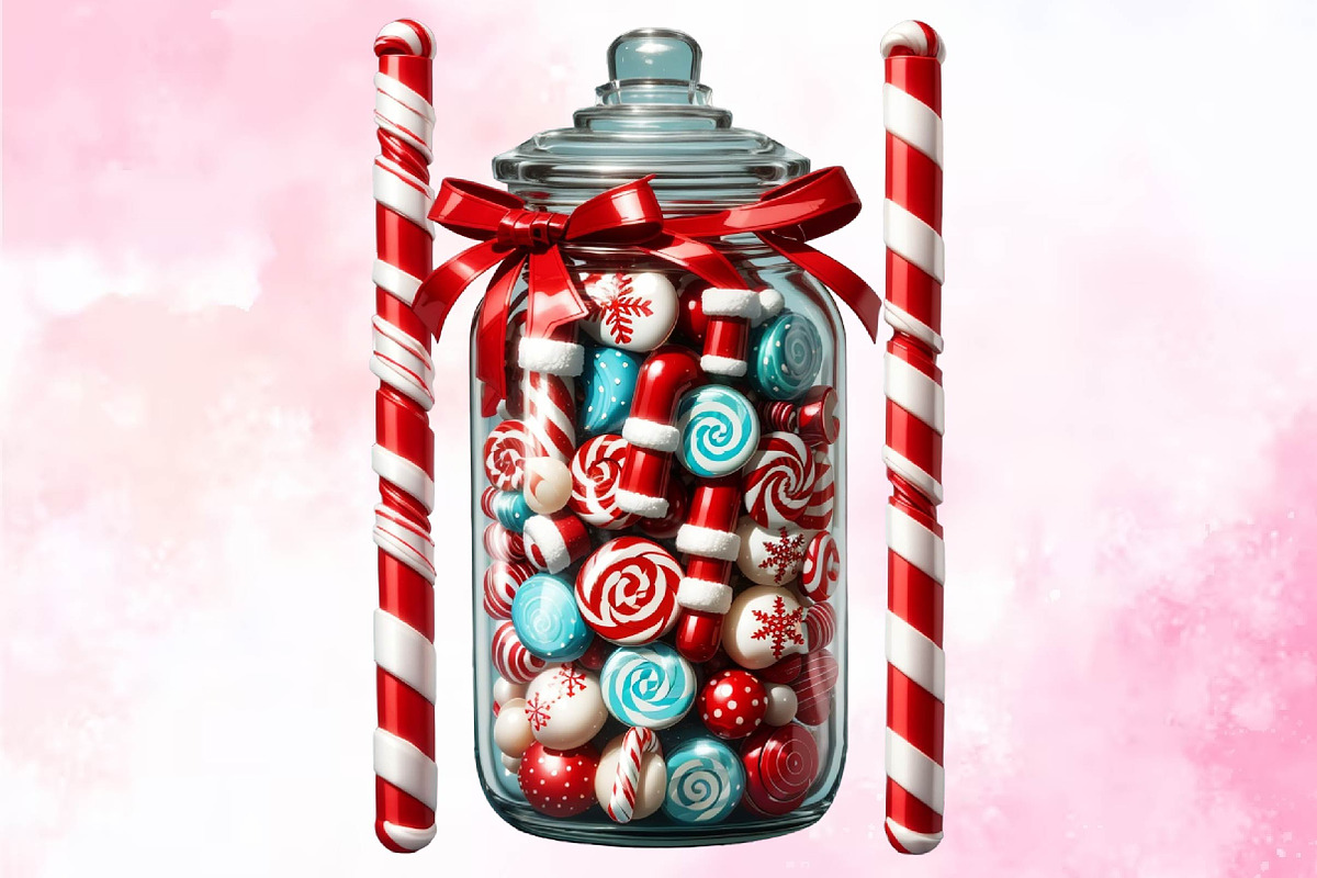 Christmas Candy Cane in Jar Clipart, a Seasonal Illustration by Craft Nest (Photo 3 of 5)