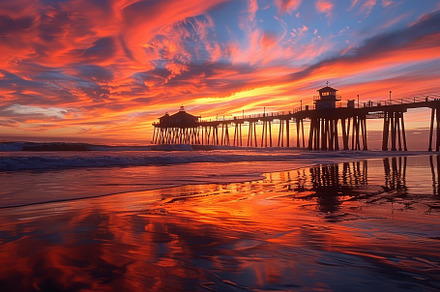 A stunning sunset paints the sky in, a Photo by Tanuart