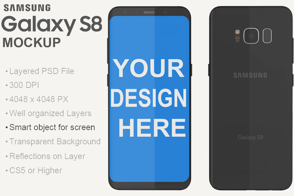 Samsung Galaxy S8 PSD Mockup, an Android Mockup by PSD Mockups (Photo 2 of 7)