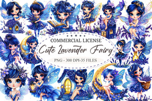 Whimsical Cute Lavender Fairy, a Seasonal Illustration by designcity5