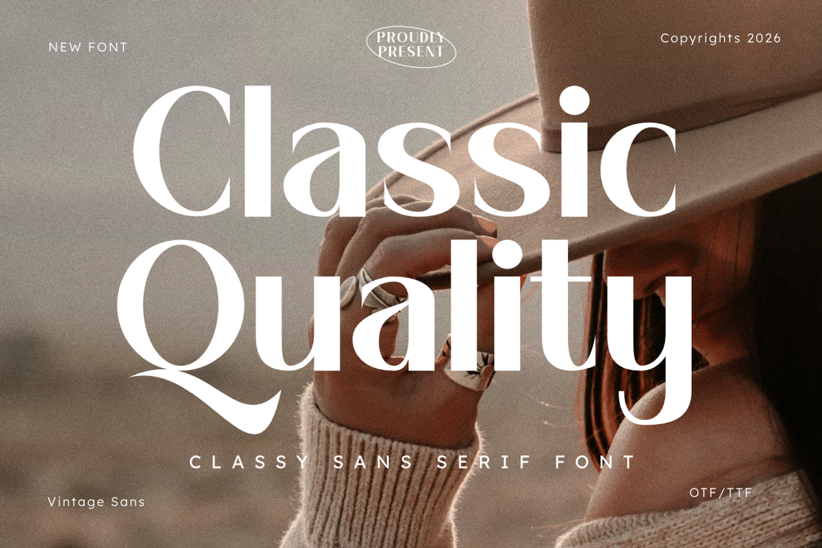 Classic Quality | Classy Sans Serif, a Sans Serif Font by Masyafi Studio (Photo 1 of 8)