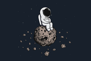 Astronaut Travel On Asteroid