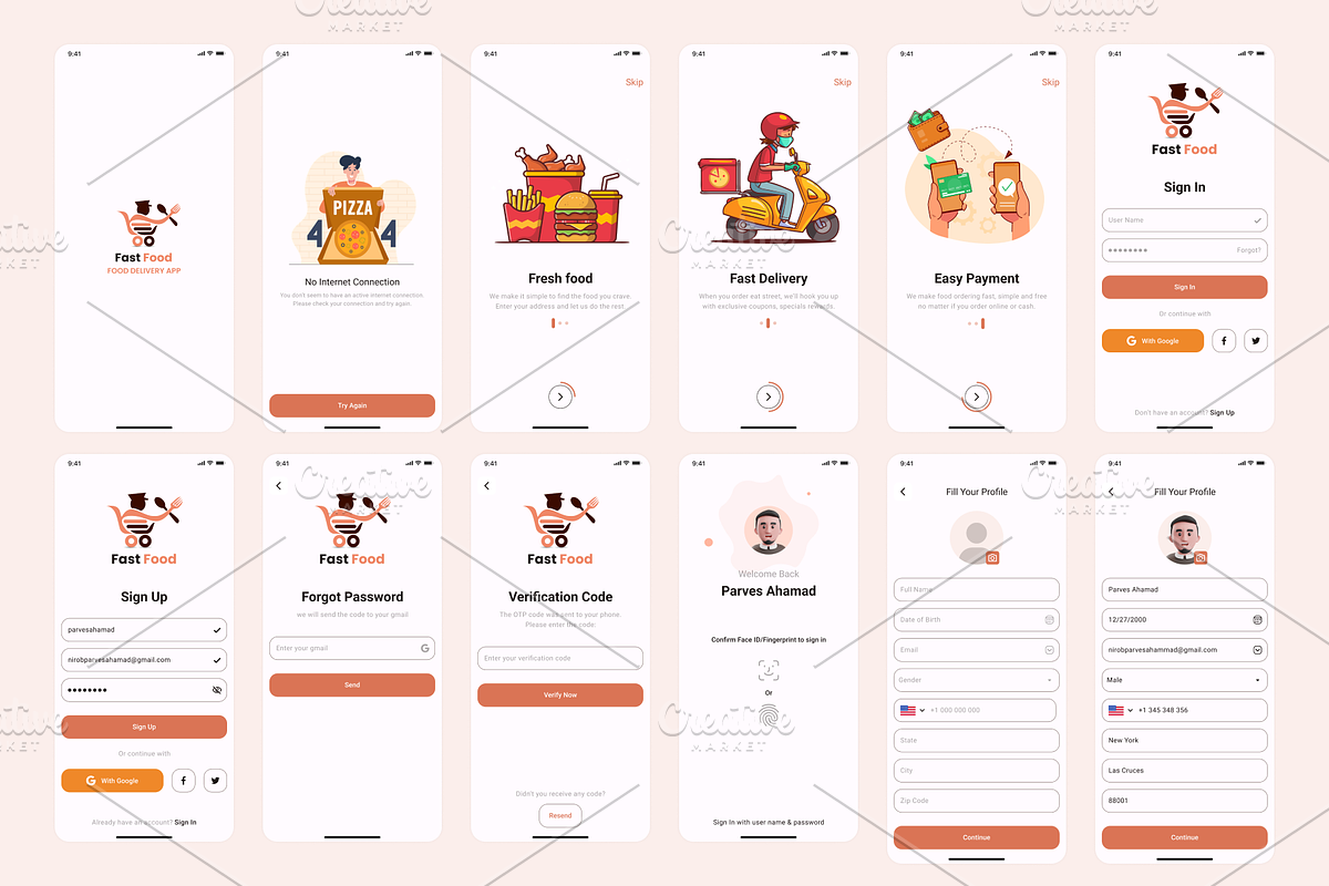 Food Delivery Mobile UI Kit, a Templates & Theme by Ace UI/UX (Photo 2 of 8)