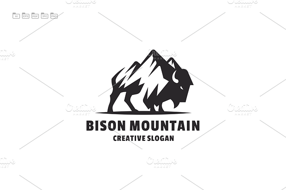 Bison Silhouette Logo Template