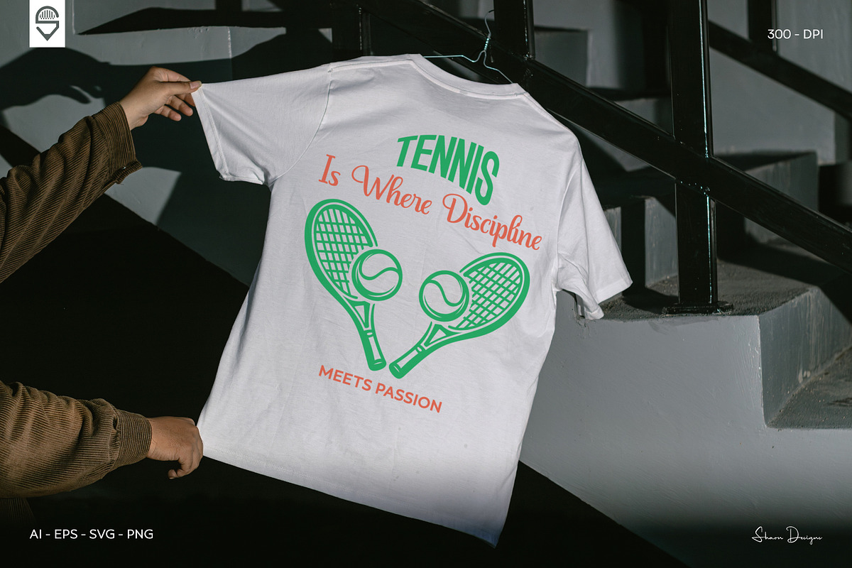 Motivational Tennis Sports T-Shirt, a Sport Illustration by shaondesigns (Photo 4 of 6)