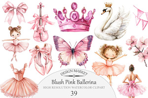 Blush Pink Ballerina Clipart, an Illustration by Design Market