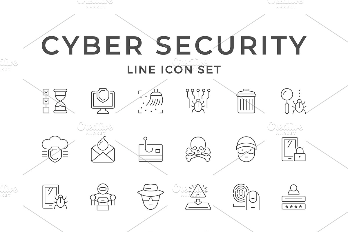 Set line icons of cyber security, an Outline Icon by motorama (Photo 1 of 2)