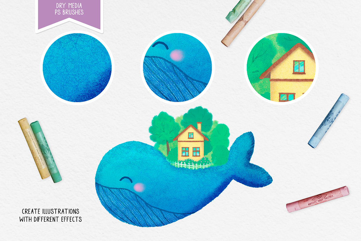 Dry media. Brushes for PS, a Brush Add-On by Leo Studio Design Lab (Photo 3 of 10)