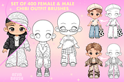 Chibi Procreate Outfit Pose brushes, a Brush Add-On by Revabrush (Thumbnail 5 of 18)