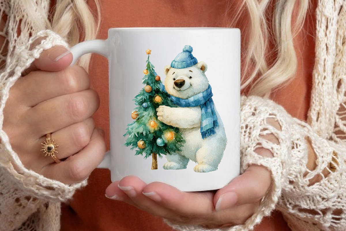 Watercolor Christmas Polar Bear, a Seasonal Illustration by Black Bird Studio (Photo 6 of 7)