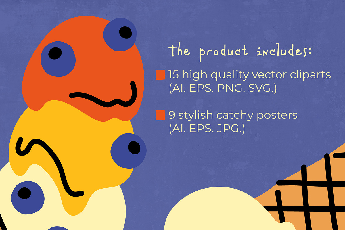 Ice Cream Cliparts & Summer Posters, a Food Illustration by Panna Limon Store (Photo 7 of 9)