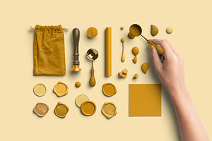 Golden Elegant Sealing Wax PNG Pack