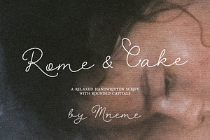 Rome & Cake: Relaxed Script, a Script Font by Mneme