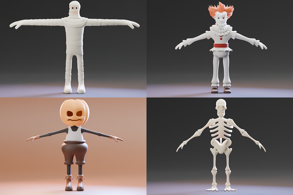 Halloween 3D Character Pack 03, a Characters & Person 3D Model by Dudukbersama (Photo 1 of 5)