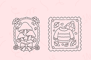 Fall Postage Stamp Coloring Pages, a Seasonal Illustration by Neon Studio (Thumbnail 3 of 4)
