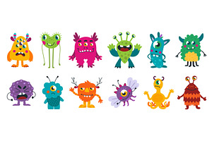 Cartoon monster characters. Cute, a Graphic by LadadikArt