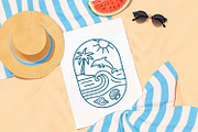 Beach Scene Bundle, Summer Line Art, a Seasonal Illustration by Pretty Meerkat (Thumbnail 7 of 7)