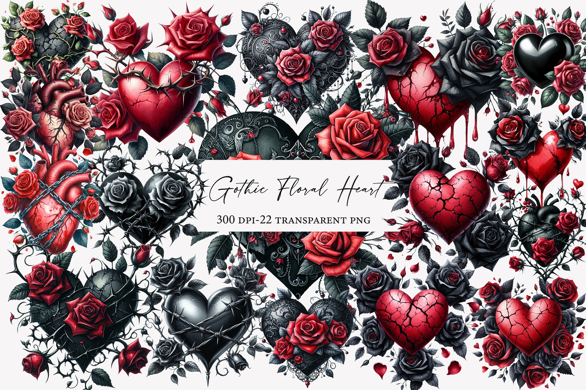 Gothic Floral Heart Clipart, an Illustration by Designworld (Photo 1 of 6)