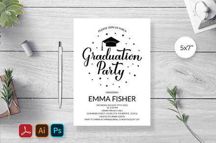Graduation Invitation Template, a Stationery Template by LaBelezokaDesign