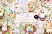 Easter Spring Clipart Watercolor, an Illustration by BigCakeBee (Thumbnail 1 of 4)