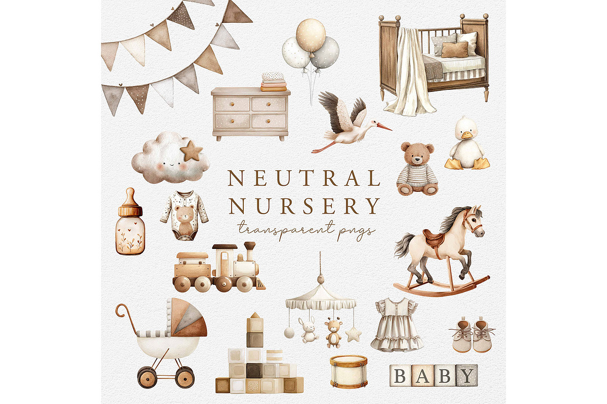 Baby Neutrals Watercolor Clipart, a Person Illustration by Wild Honey Design Co. (Photo 1 of 5)