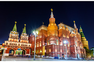 Resurrection or Iberian Gate and the State Historical Museum in Moscow, Russia, an Architecture Photo by Leonid Andronov