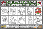 Cozy Christmas Gnomes Coloring Pages, a Seasonal Illustration by EduEnrich (Thumbnail 1 of 3)