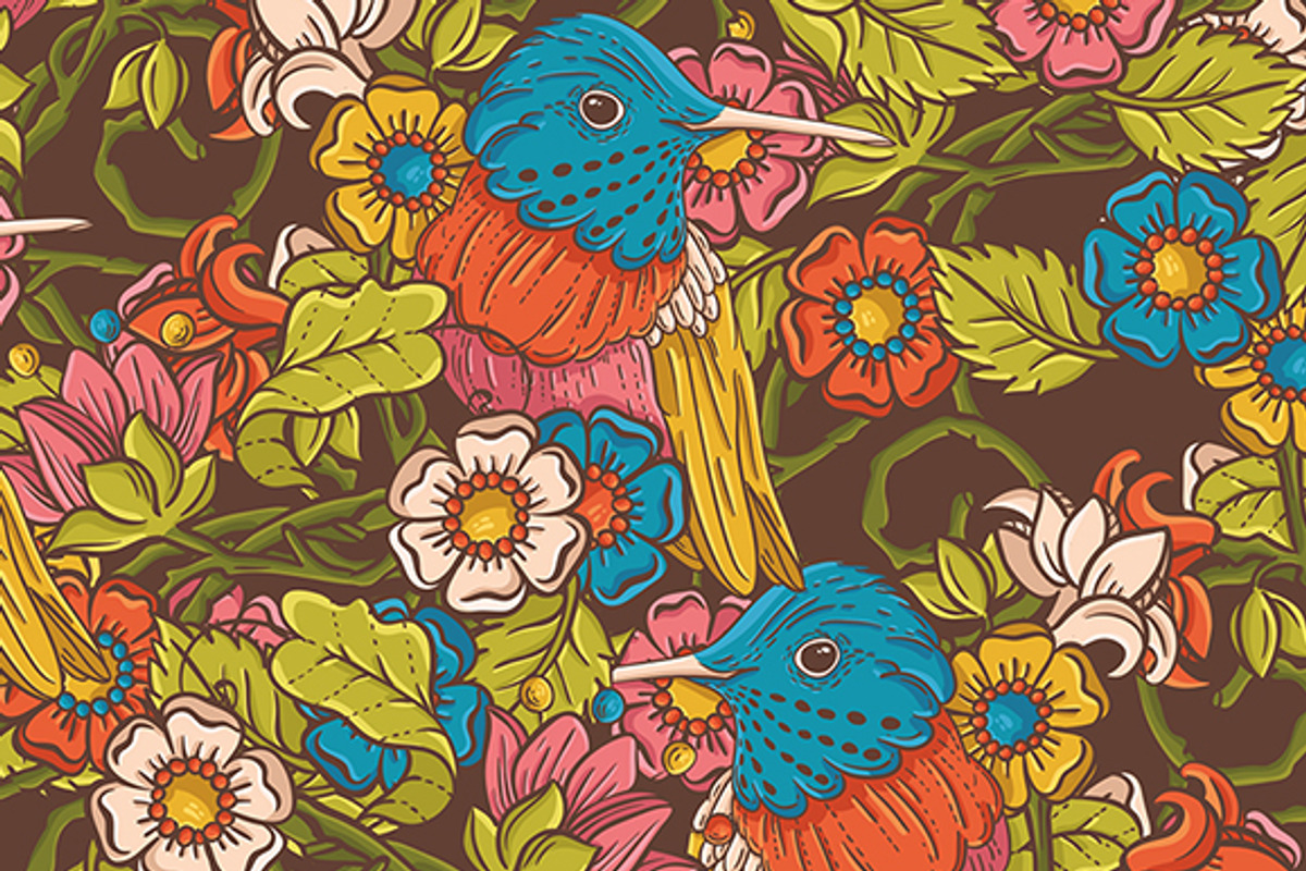Vintage floral seamless pattern preview 2