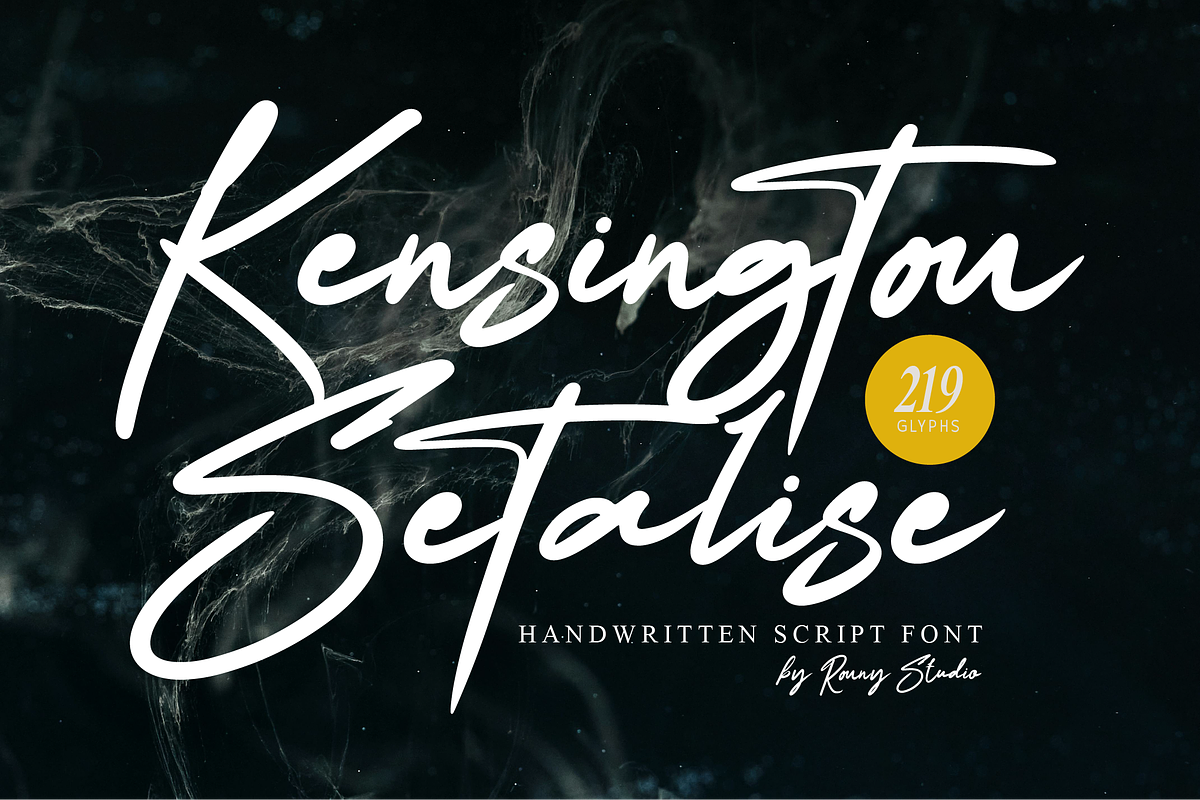 Kensington Setalise Stylish Script, a Script Font by Ronny Studio (Photo 1 of 10)