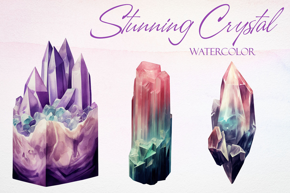 Stunning Watercolor Crystal Vector S, a Pattern Graphic by Deckar_art (Photo 1 of 3)