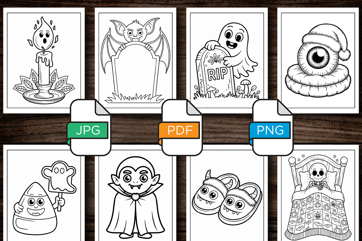 Little Spooky Halloween Coloring, a Seasonal Illustration by Design Station (Photo 4 of 5)