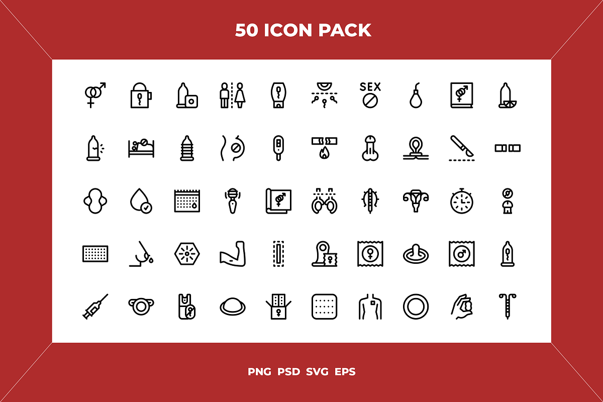 Contraceptive methods icons, an Outline Icon by Wencory
