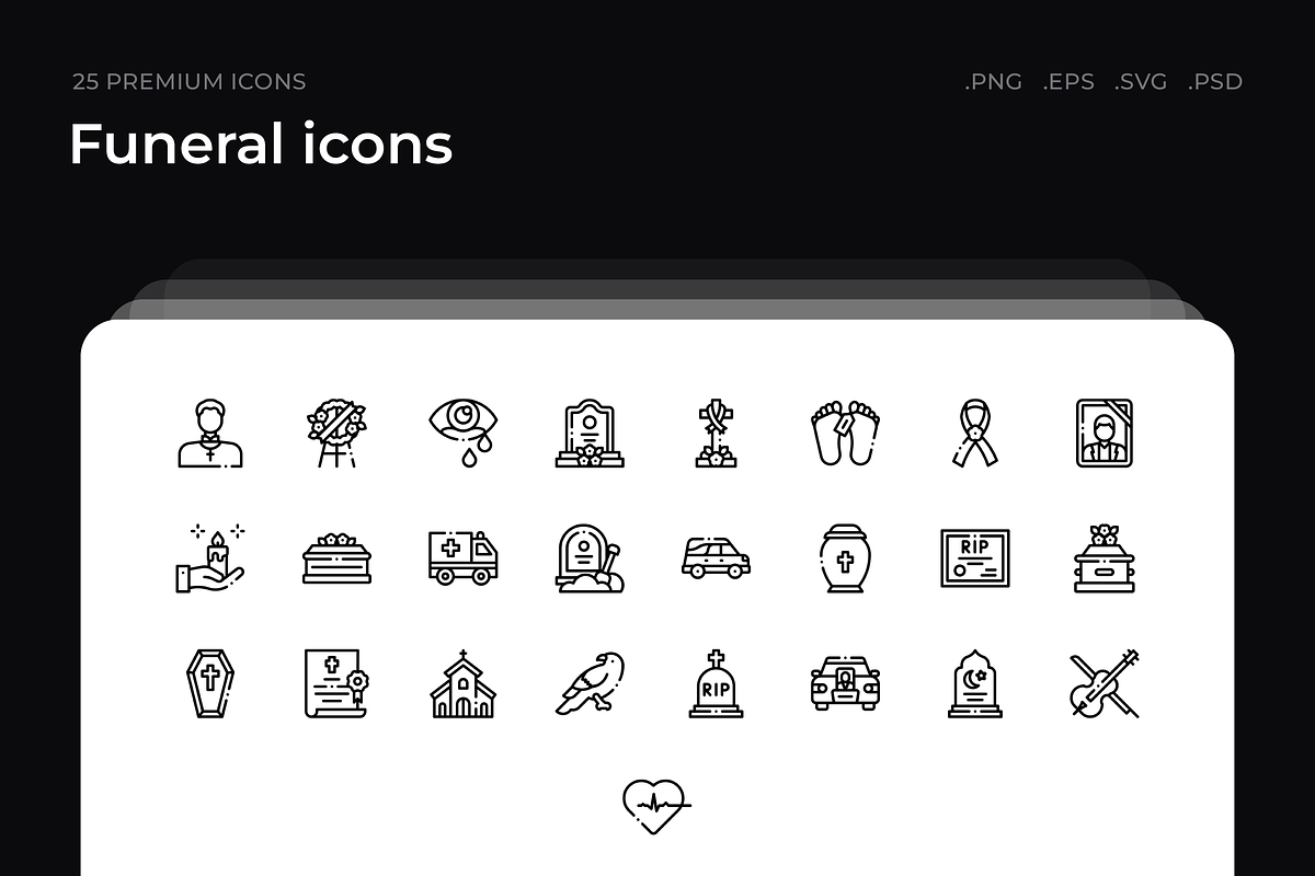 Funeral icons, an Outline Icon by Wencory