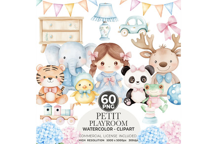 Watercolor Petit Playroom Clipart