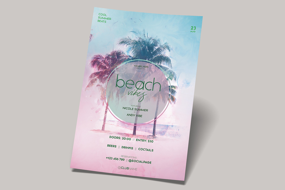 Beach Vibes PSD Flyer Template, a Flyer Template by Naim Selmani (Photo 2 of 3)