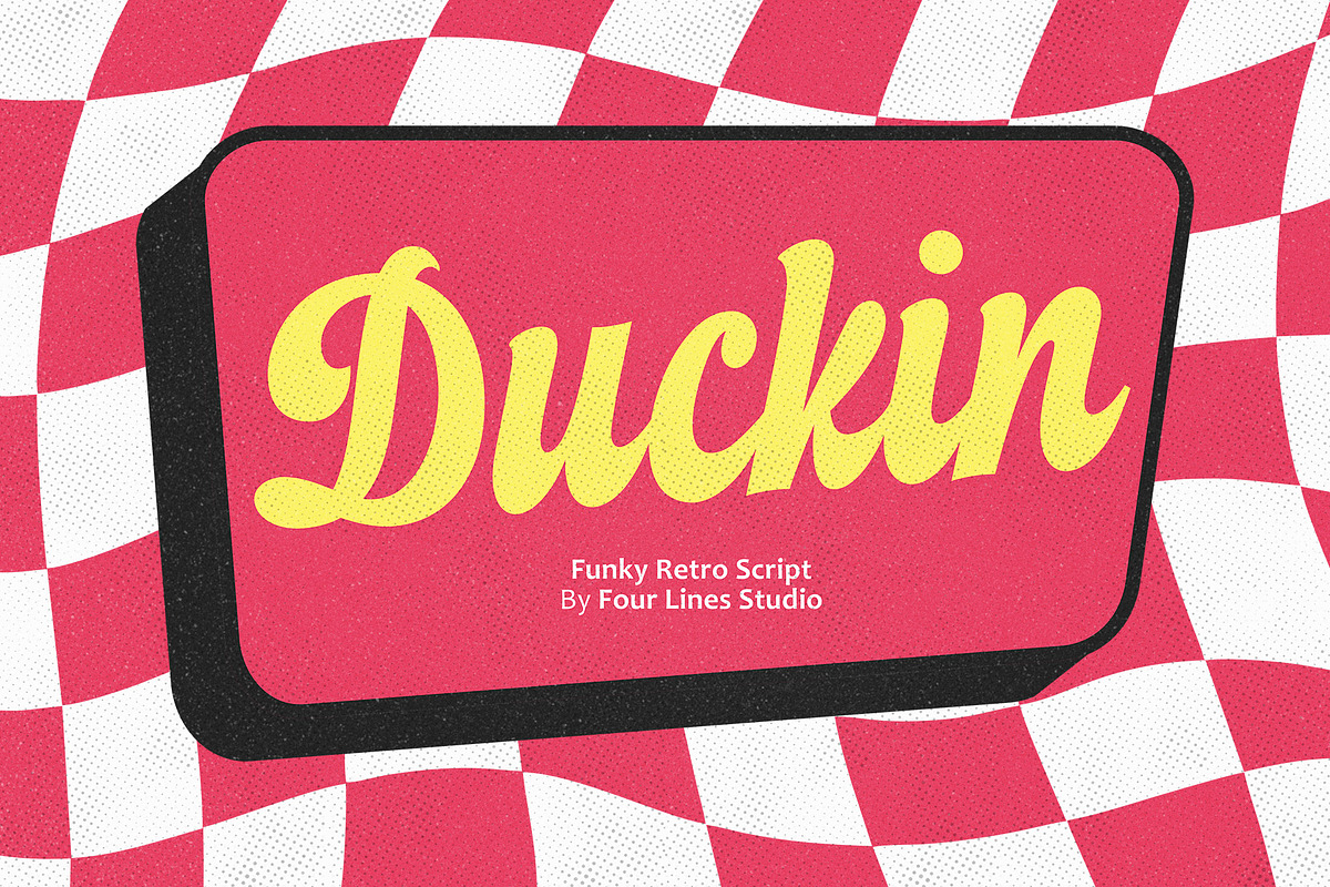 Duckin – Funky Retro Script, a Script Font by Four Lines Std. (Photo 1 of 10)