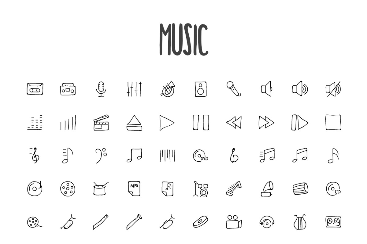 2440 Hand Drawn Doodle Icons Bundle, an Outline Icon by Creative Stall (Photo 5 of 5)