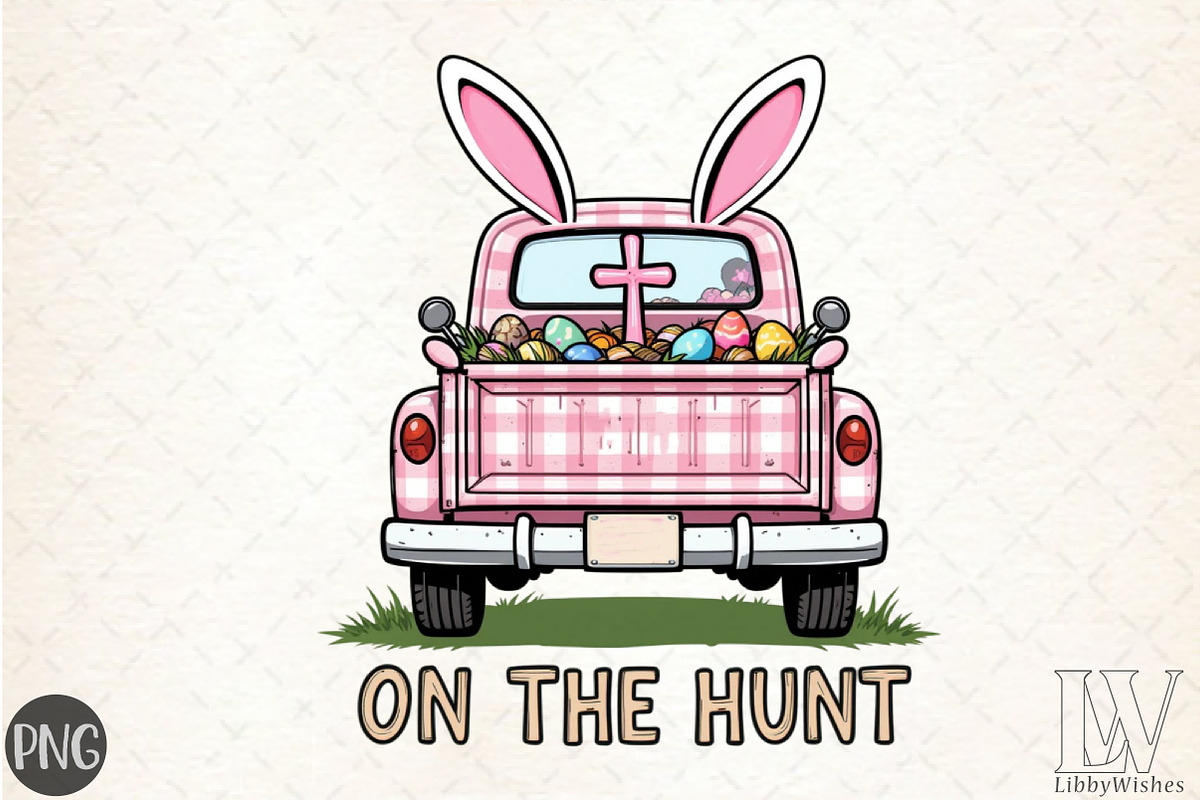 On the Hunt Retro Happy Easter Truck, an Illustration by Libby Wishes (Photo 1 of 3)
