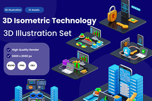 3D Isometric Technology Pack, an Illustration by novia99design