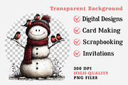 Whimsical Christmas Snowman Clipart, an Illustration by Dream Creation (Thumbnail 5 of 6)