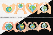 Earth Heart Hands Clipart, a Graphic by Artnoy (Thumbnail 2 of 5)