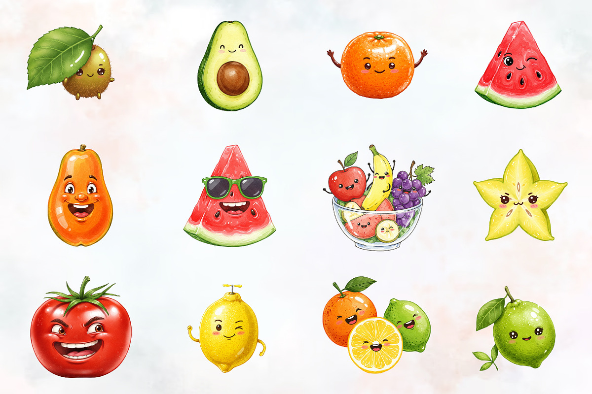 Funny Fruit Clipart Bundle, an Illustration by RobertsArt (Photo 6 of 7)