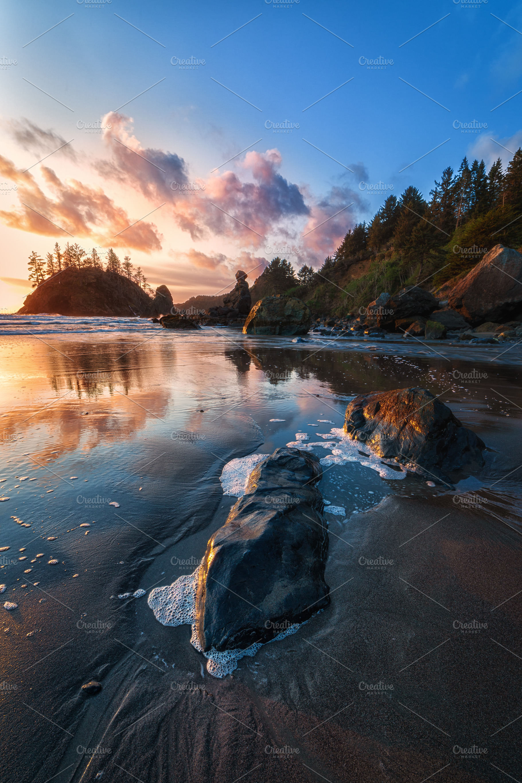 Sunset at the beach featuring sunset, sunrise, and sky, a Nature Photo by Jeff Schwartz Photography