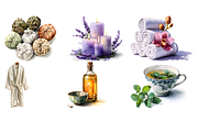 Watercolor Spa Clipart, a Decorative Illustration by stickermadness (Thumbnail 3 of 4)