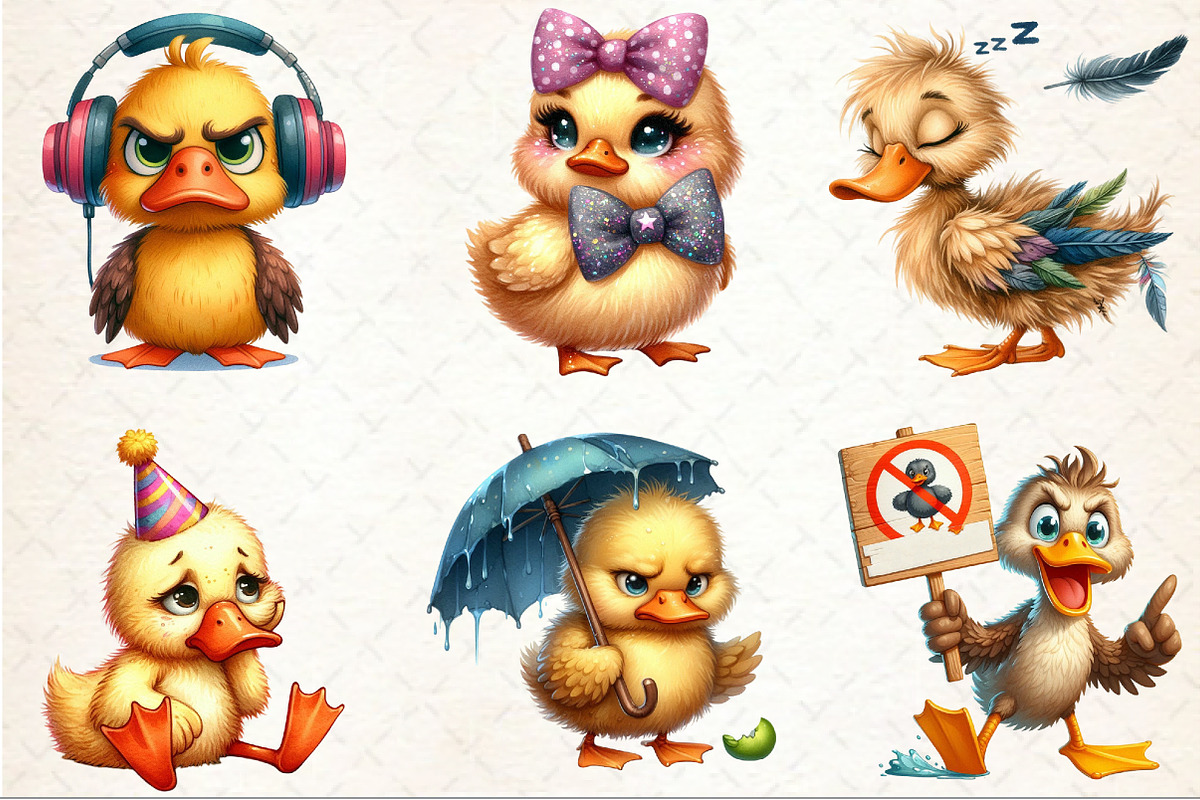 Quirky Grumpy Duck Clipart, an Illustration by Rose Art (Photo 3 of 7)