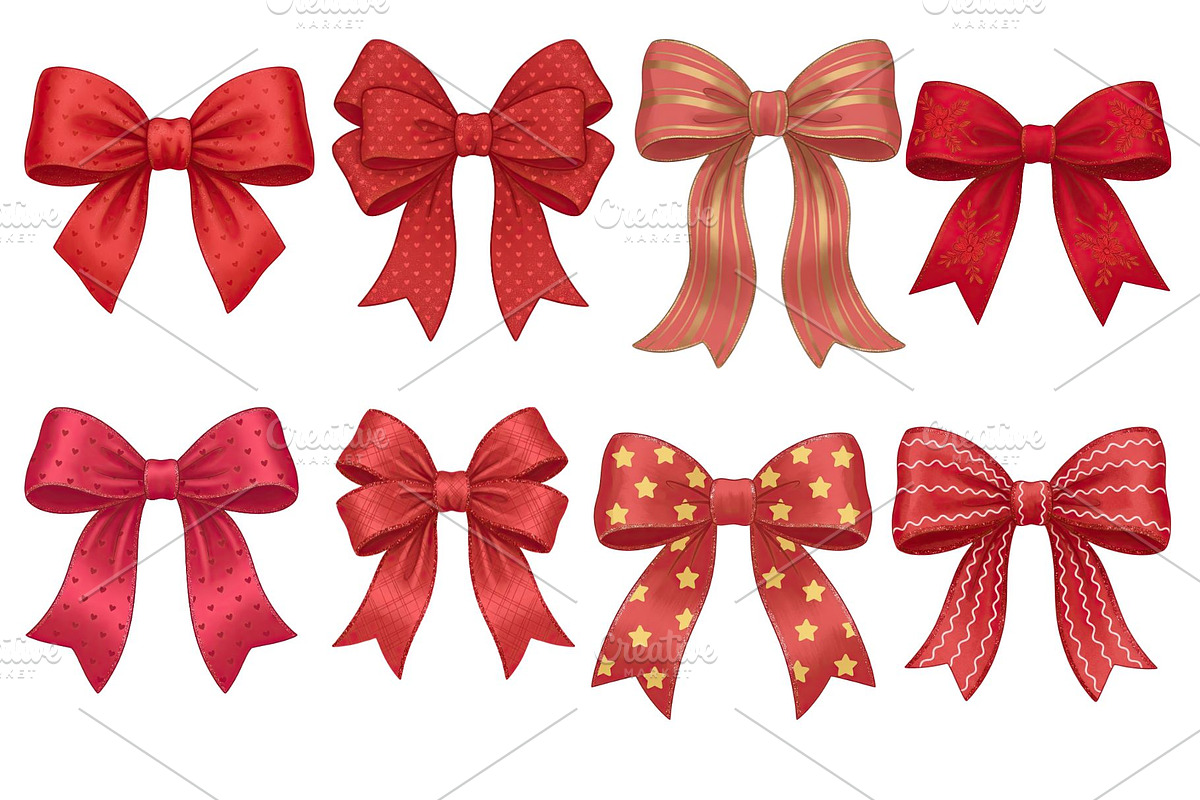 Red Textured Bows Mega Bundle, a Decorative Illustration by Stellalunarts (Photo 6 of 23)