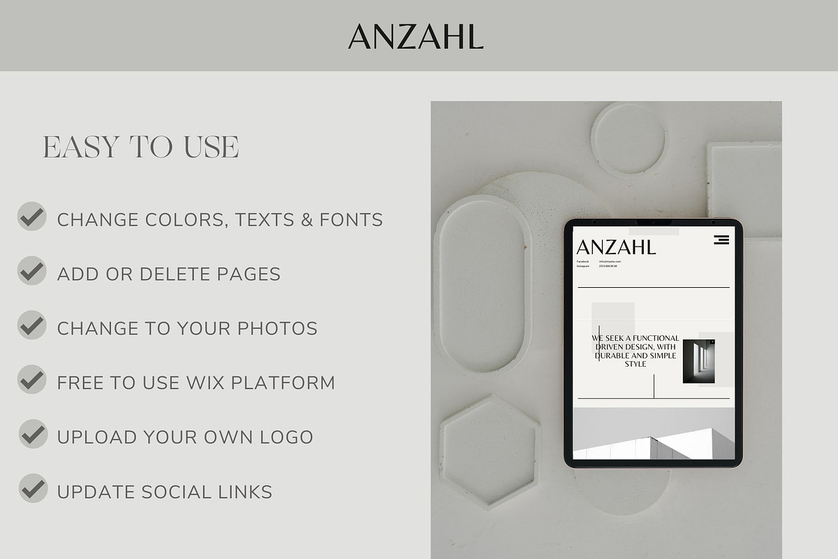 ANZAHL Wix Portfolio Website Theme, a Websites & App Template by Studio Suvelle (Photo 3 of 7)