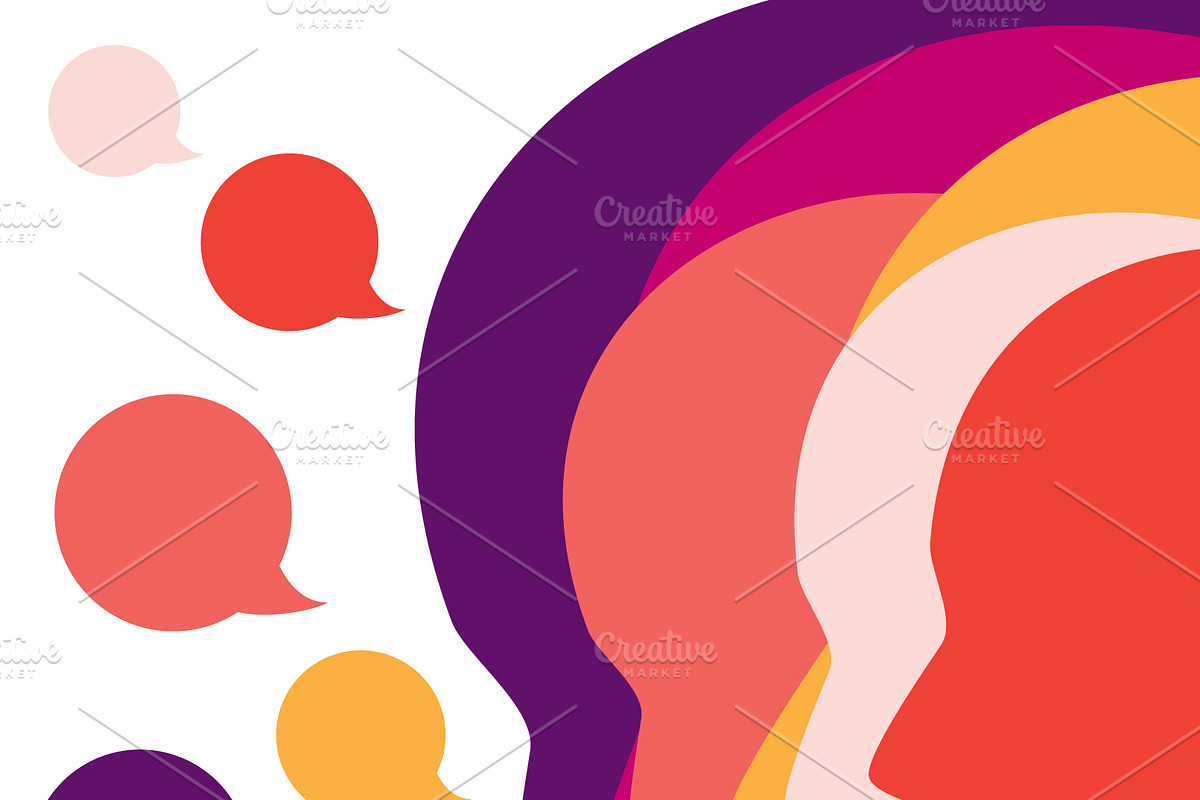 People profile heads in dialogue., a Person Illustration by VectorAN
