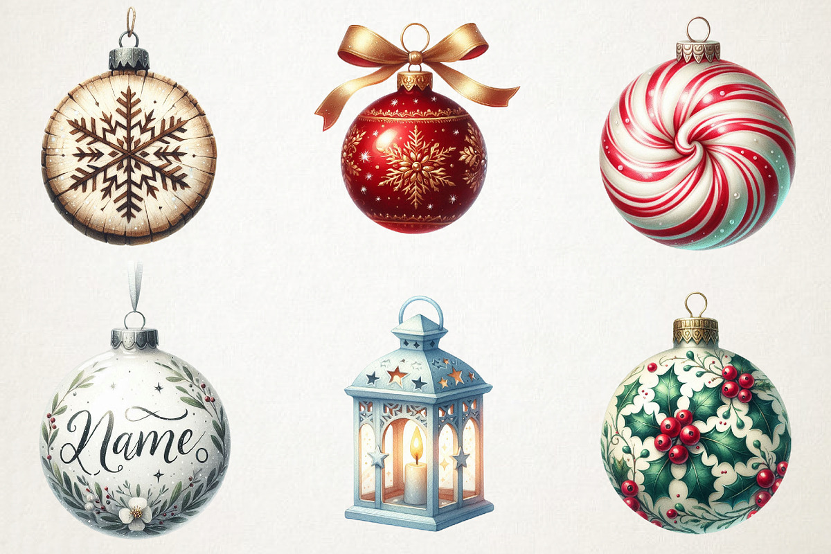 Christmas Ornaments Clipart, an Illustration by RobertsArt (Photo 3 of 7)